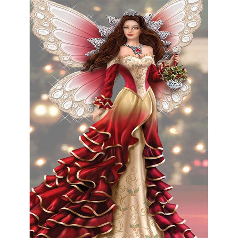 Diamond Painting by Numbers Kit for Adult/Kid Butterfly Fairy 45x60cm/18*24in DIY 5D Diamond Embroidery Large Full Drill Crystal Rhinestone Cross Stitch Handicrafts Home Living bedroom Wall Decoration