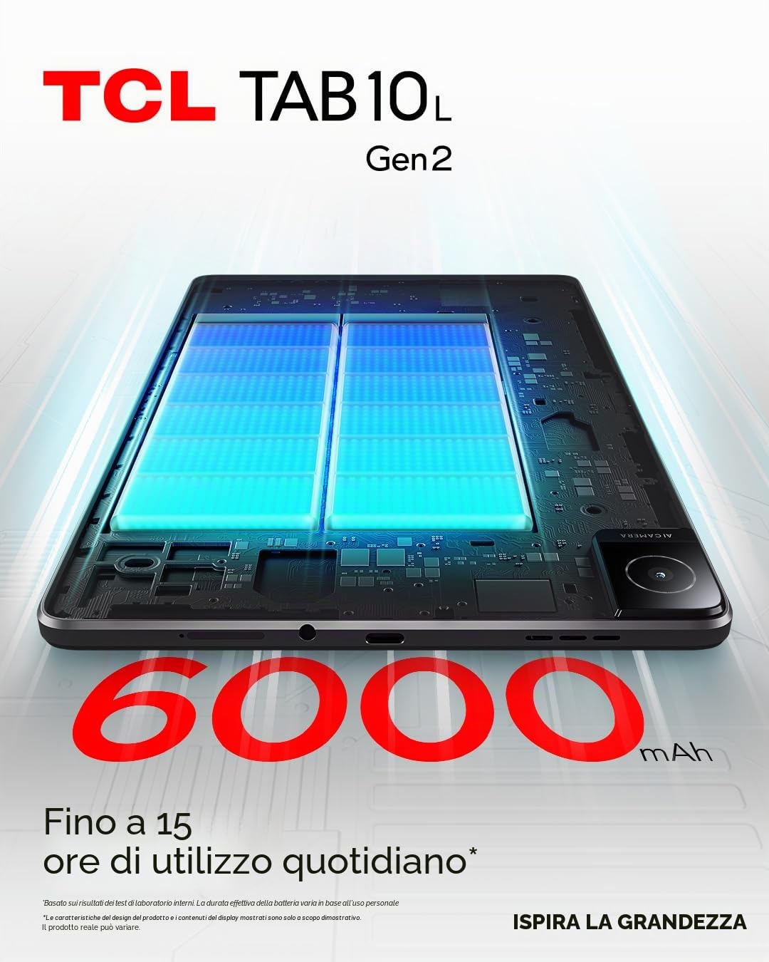 TCL 10L Generazione 2 WiFi, Tablet da 10,1" HD, Quad-Core, 3 GB di RAM, memoria da 32 GB espandibile fino a 1 TB con MicroSD, 6000 mAh di batteria, Custodia trasparente, Android 13, grigio | WiFi, Quad-Core, Espandibile fino a 1TB con MicroSD, Batteria 60