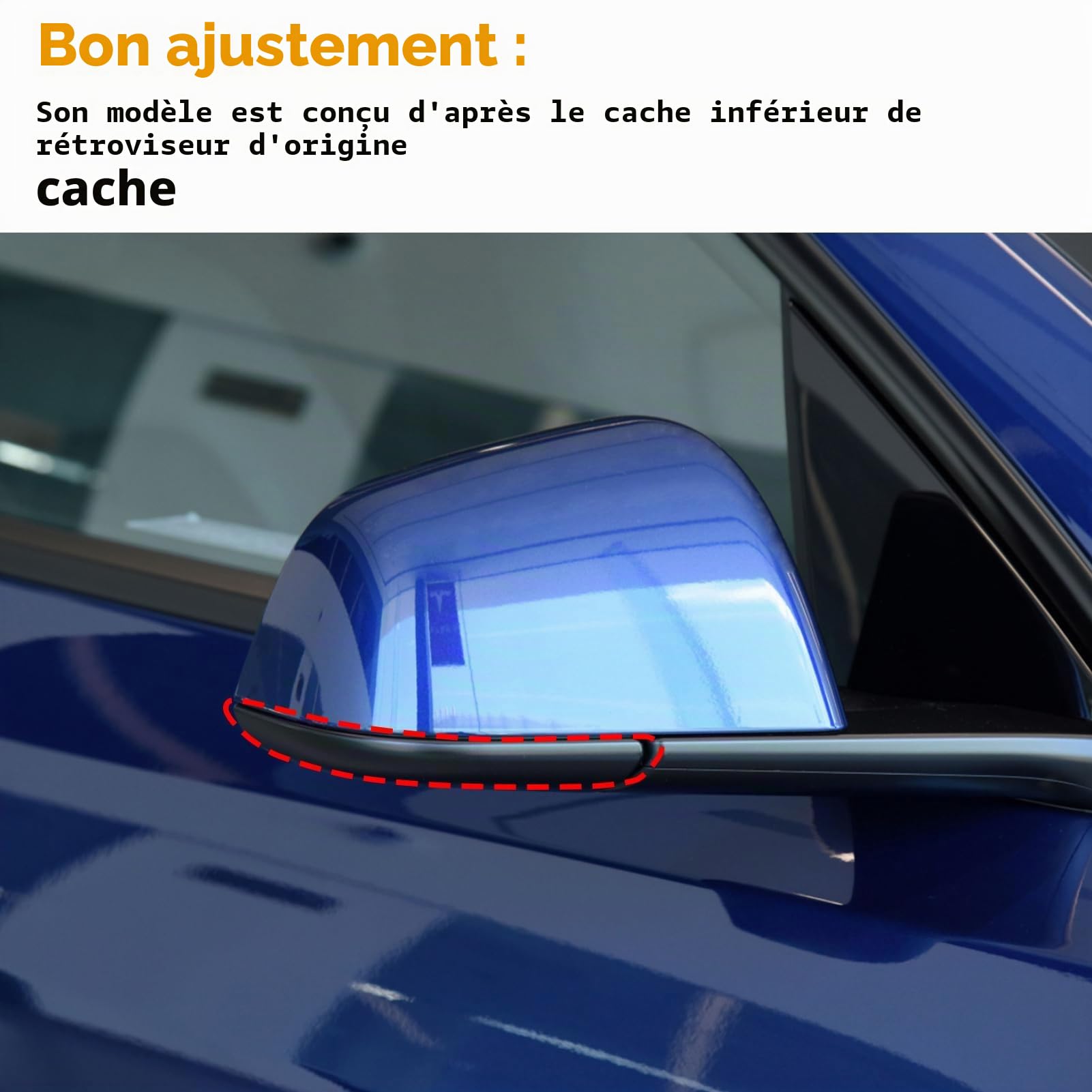TTCR-II Compatible avec Tesla Model Y Couvercle De Rétroviseur Inférieur | Base De Rétroviseurs Latéral Droit Compatible avec Tesla Model 3 2018-2024 Rétroviseur Inférieur Remplacement (Droite)