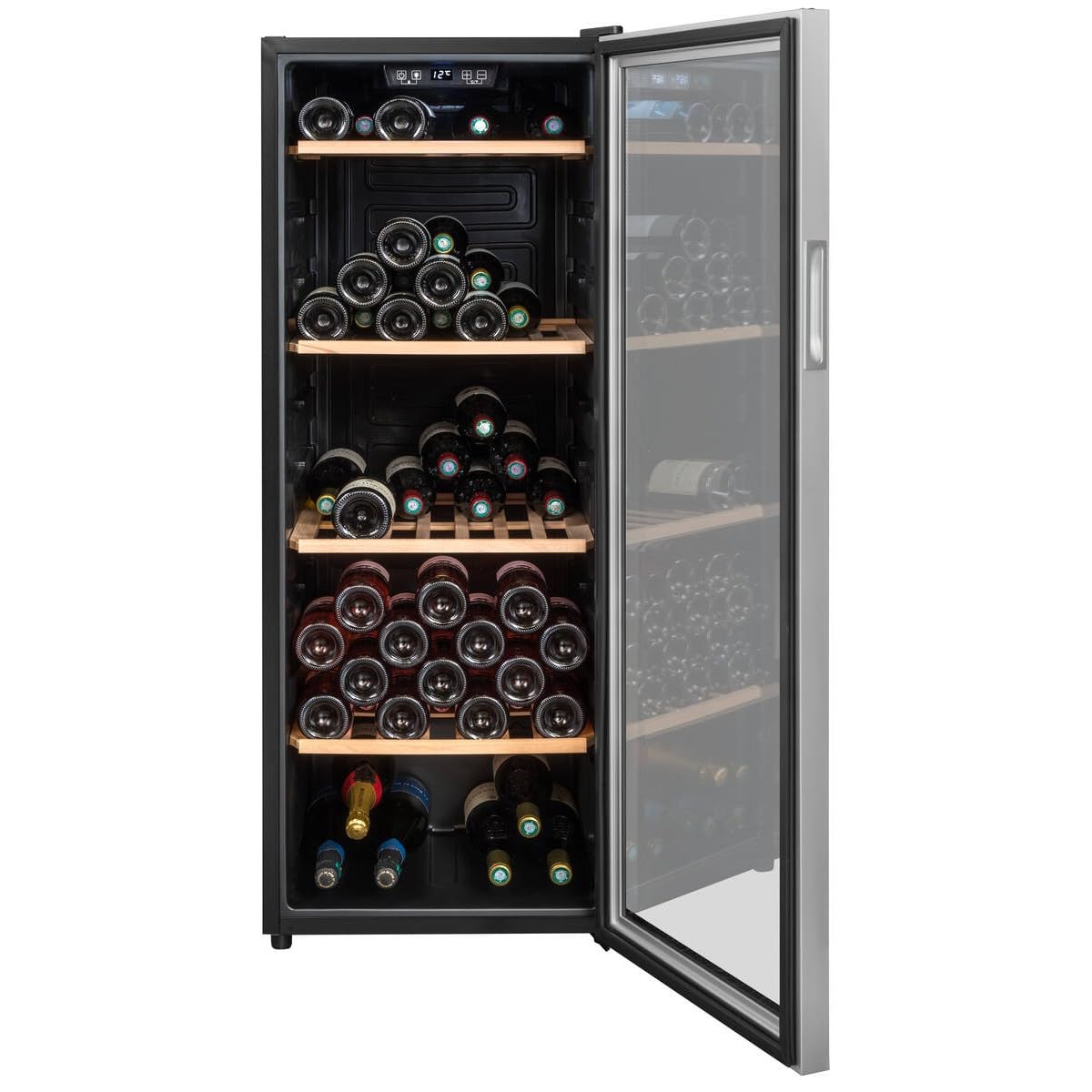 Climadiff- Weinkühlschrank CS105B1, 105 Flaschen, Temperier-Servier-Weinschrank, Glastür aus UV-undurchlässigem Glas, Temperaturbereich von 5°C bis 20°C, freistehend