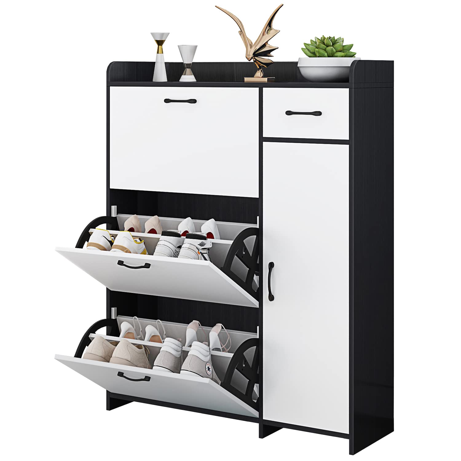 Buy Bvewg 14 Pair Hidden Shoe Storage with Doors, 3 Tier Free