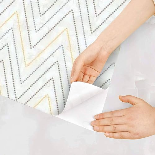 Miniatura 7 de Calcomanía de pared de arco de primavera con lunares en zigzag, línea ondulada texturizada, puede utilizarse para despegar y pegar, papel tapiz