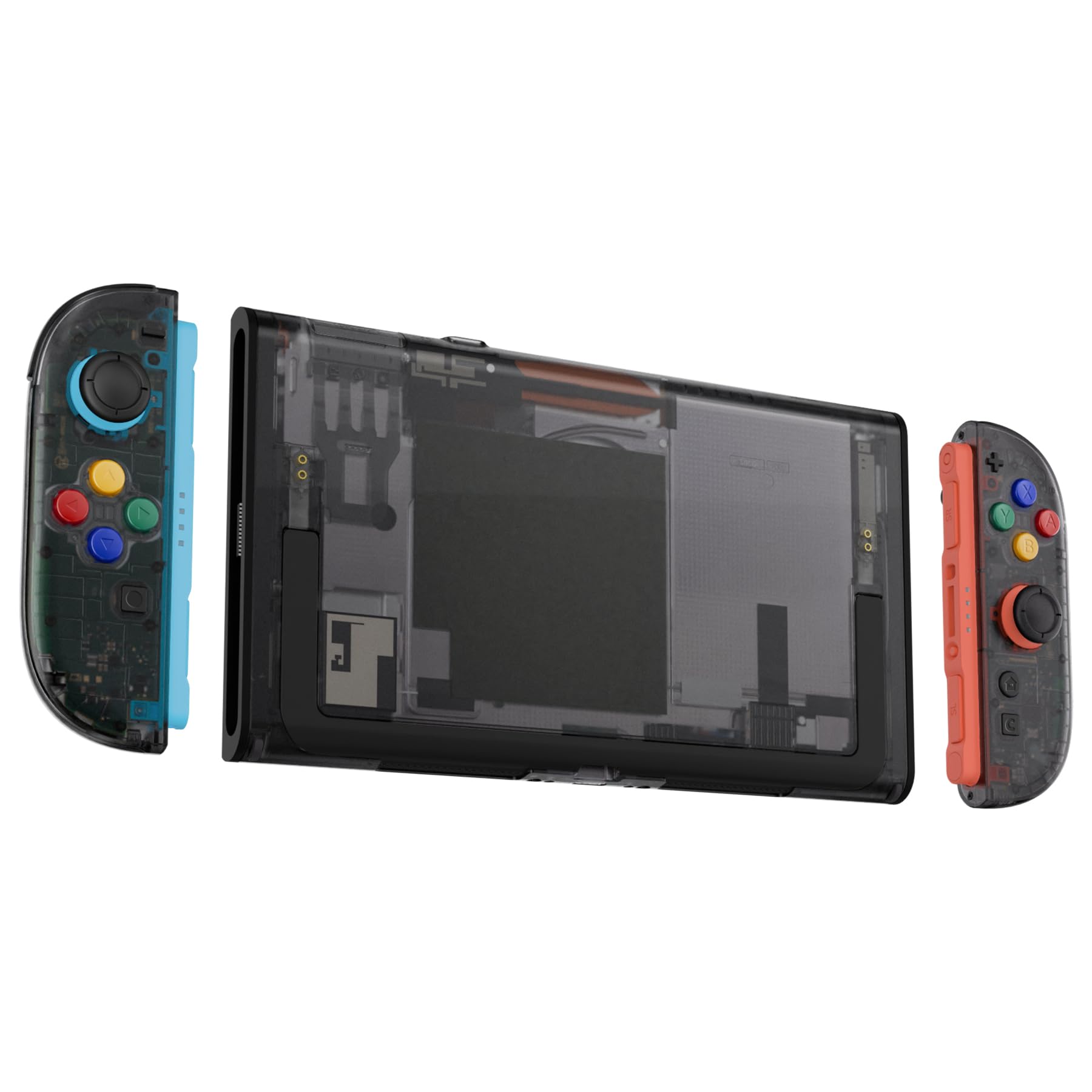 eXtremeRate DIY-Ersatz Shell Set für Nintendo Switch 2 Joycon/Console, Essence Version, Transparent Schwarz