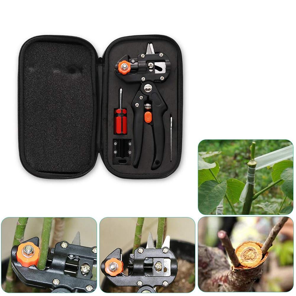 Cesoia per innesto con Due Rotoli di Pellicola per innesto, Attrezzi da Giardino, 3 Lame [Ω Cut, UV Cut], Forbici da potatura