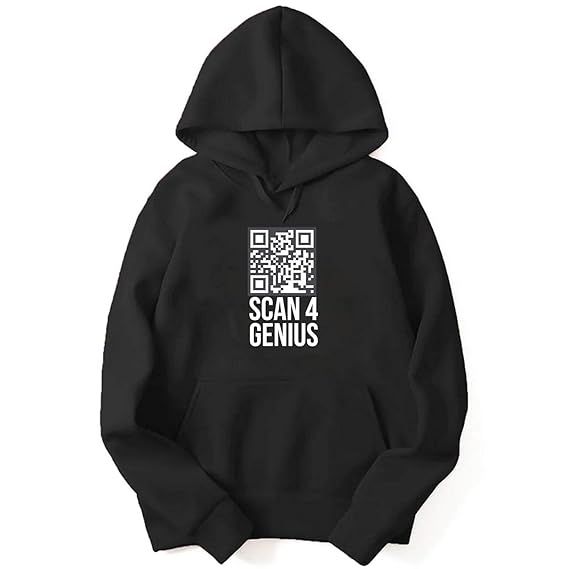 Hopcara Kids Unisex Winterwear Hoodie Scan for Genius Sweatshirt Black with Kangaroo Pockets