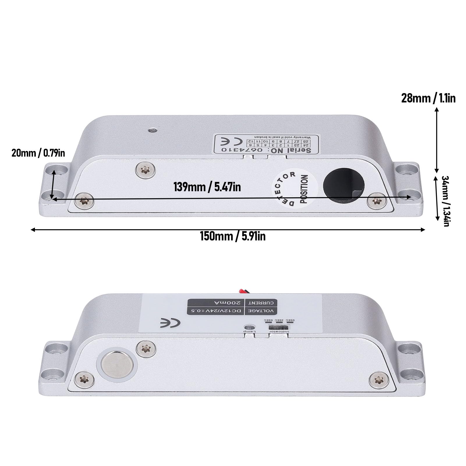 Bloqueo de Perno de Caída Eléctrica, DC12V 24V Fall Mode NC Modo NC Lock with Time Retraso Bloqueo de Mortaja Eléctrica para Control de Acceso Seguridad