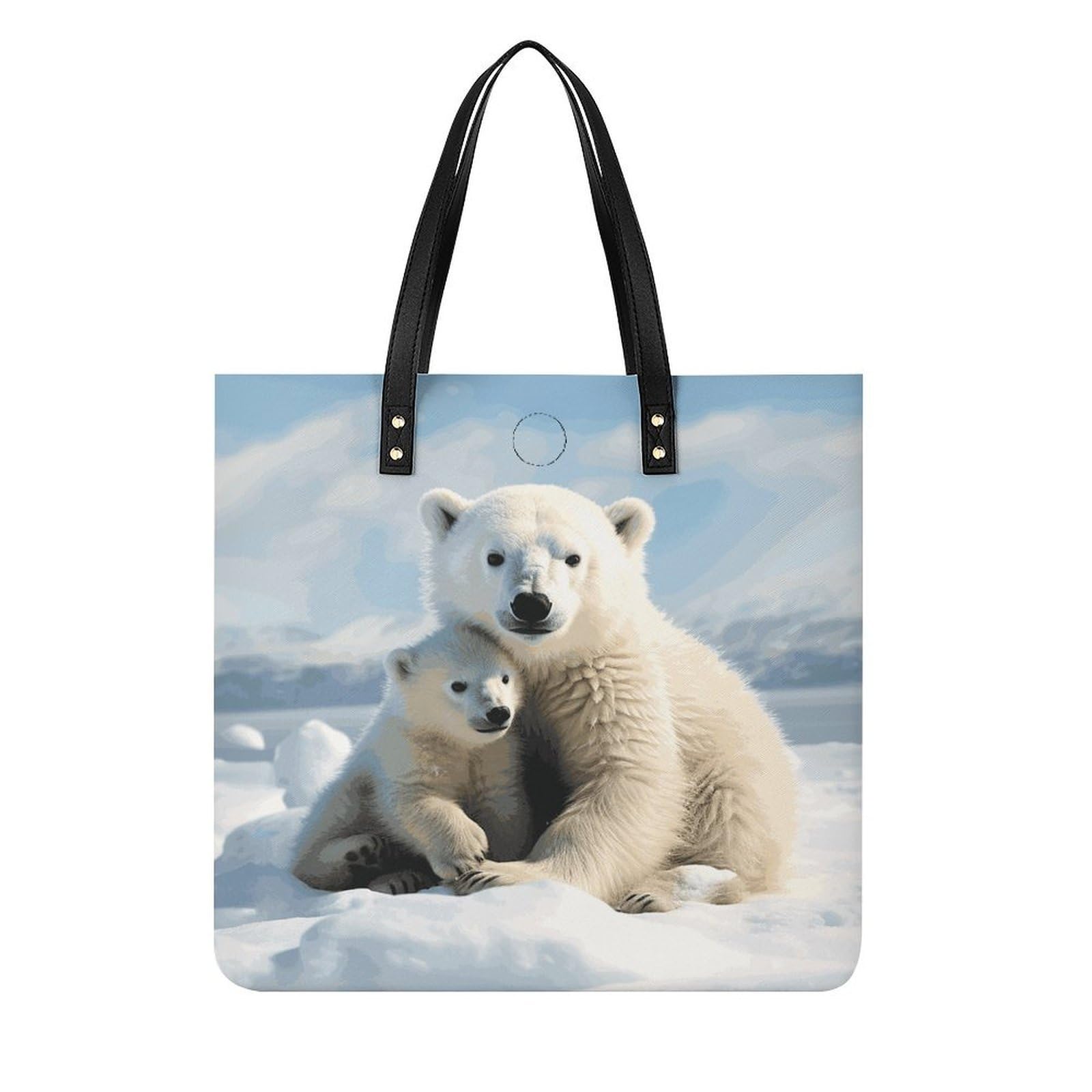 Cute Polar Bear Tote Bag PU Leather Handbag Large Capacity Crossbody Purse Beautiful Shoulder Bag for Daily Travel Shopping