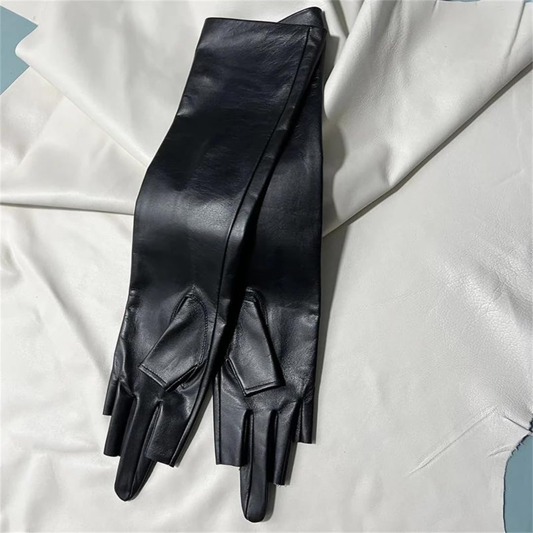 Kelsiop Damen Lange Lederhandschuhe Schaffell Mode Warm Winter Elegant Weich Gefüttert Fäustlinge
