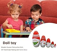 Vista 6 de Konrisa Muñecos anidables de Papá Noel enano Matryoshka - Muñecos de madera rusa para fiestas de cumpleaños, juego de 5