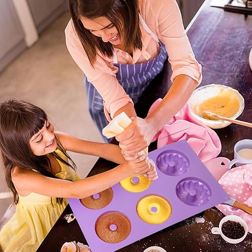 Miniatura 2 de La Chat 2 paquetes de moldes de silicona para donas  Molde de silicona antiadherente, sin BPA, resistente al calor, apto para lavavajillas y