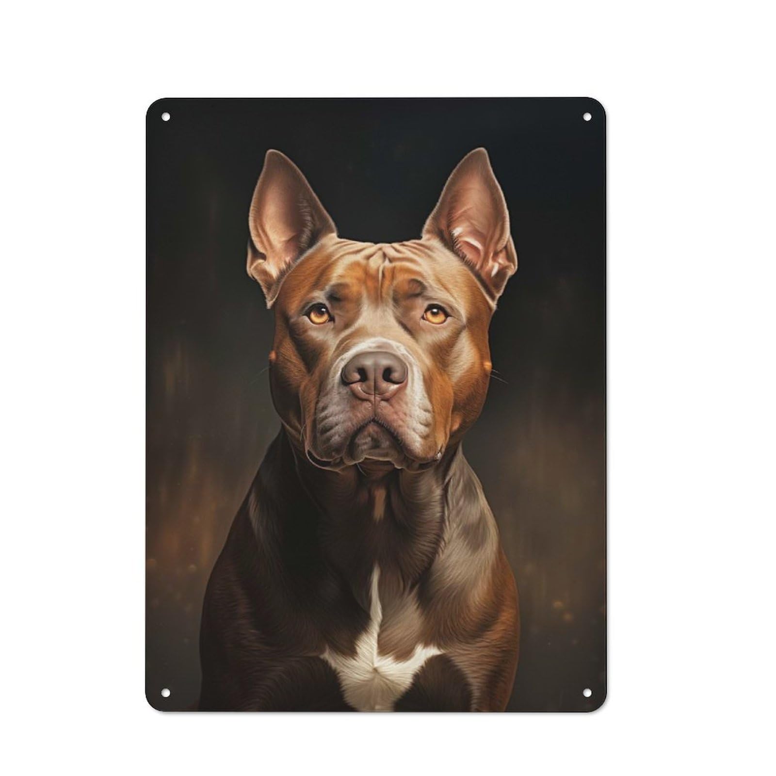 Junmoney Style-11 For Hobby Room Or Studio, Pit Bull Portrait Rustic Tin Wall Plaque 40X30cm, For Vintage Wall Decor Fans, For Metal Sign Collectors