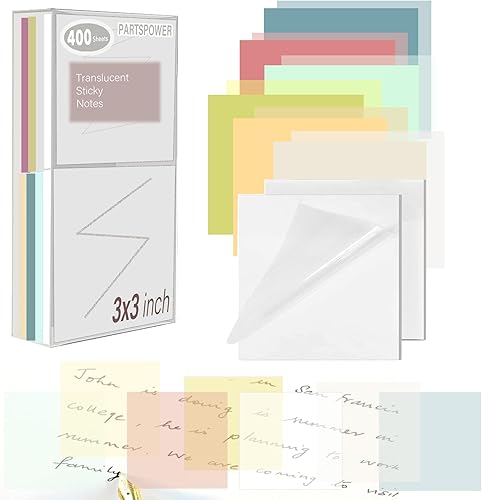 Morandi - 400 hojas de notas adhesivas transparentes, 3 x 3 pulgadas, para leer notas de escritura, marcadores de libros, suministros escolares de