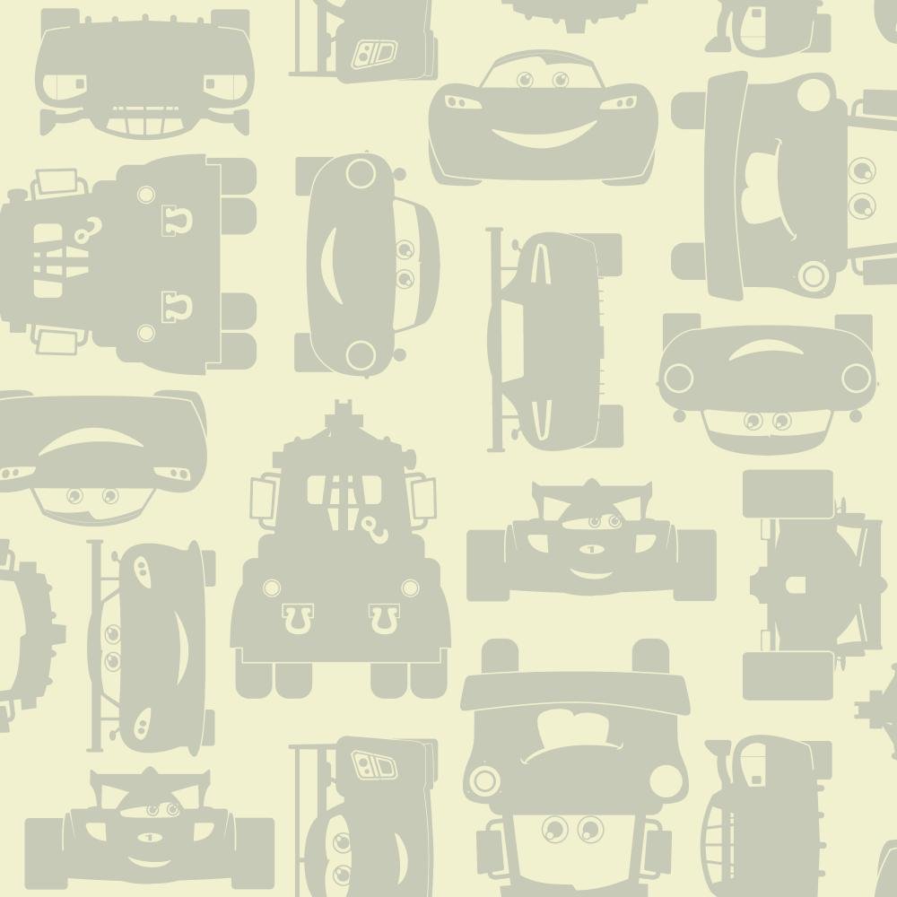Papier peint Disney enfants blanc avec Flash McQueen et Martin, échantillon