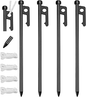Eurmax USA 10 inch Multiuse Heavy Duty Steel Tent Stakes Tarp Pegs Camping Stakes for Outdoor Camping Canopy and tarp with...