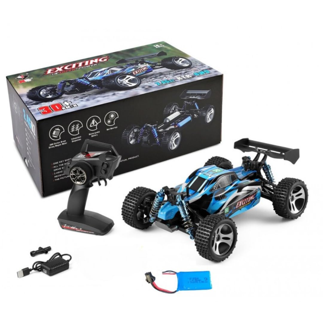 184011 2.4G 4WD RC Car 1/18 Brush Motor Vehicle Models High Speed 30km/h Climbing Drift Off Road Toy (184011 1B)