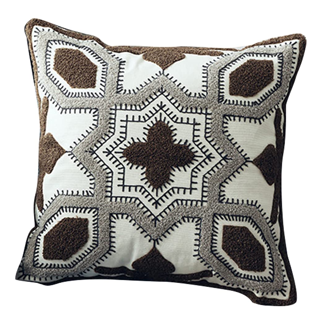 Tsophreniq Geometric Embroidery Cushion Cover 45x45cm Abstract Pillow Cover for Living Room Sofa Home DecorationYellow Gray
