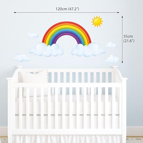 Miniatura 3 de DECOWALL SG2-1713 Pegatinas de pared de arcoíris y nubes para niños, calcomanías de pared extraíbles para niños, guardería, dormitorio, sala de estar