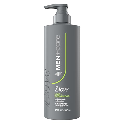 DOVE MEN + CARE Shampoo 1 count Lime & Cedar for Real Hair that Powers Up Hair Strength, with Invigorating & Moisturizing Results, 18 Fl oz