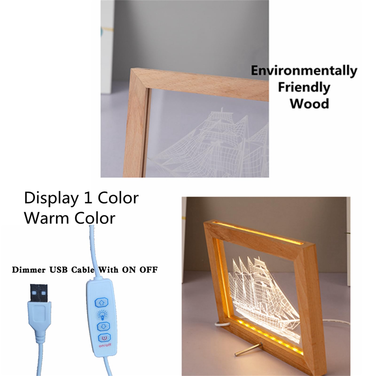 Señal de neón LED para Terapia de Masaje, salón de masajes USB RGB 7 Colores oscurecimiento Marco de Fotos de Madera lámpara de Mesa Escritorio Luces de neón,32x22cm