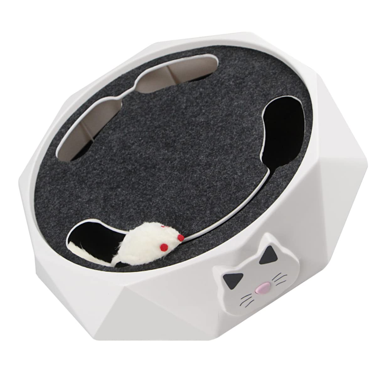 Juguete Eléctrico de Ratón Excavador para Gatos, Blanco, Abs | Acción Automática de Esconderse y Salir, Portátil, Funciona 3 Pilas Aa