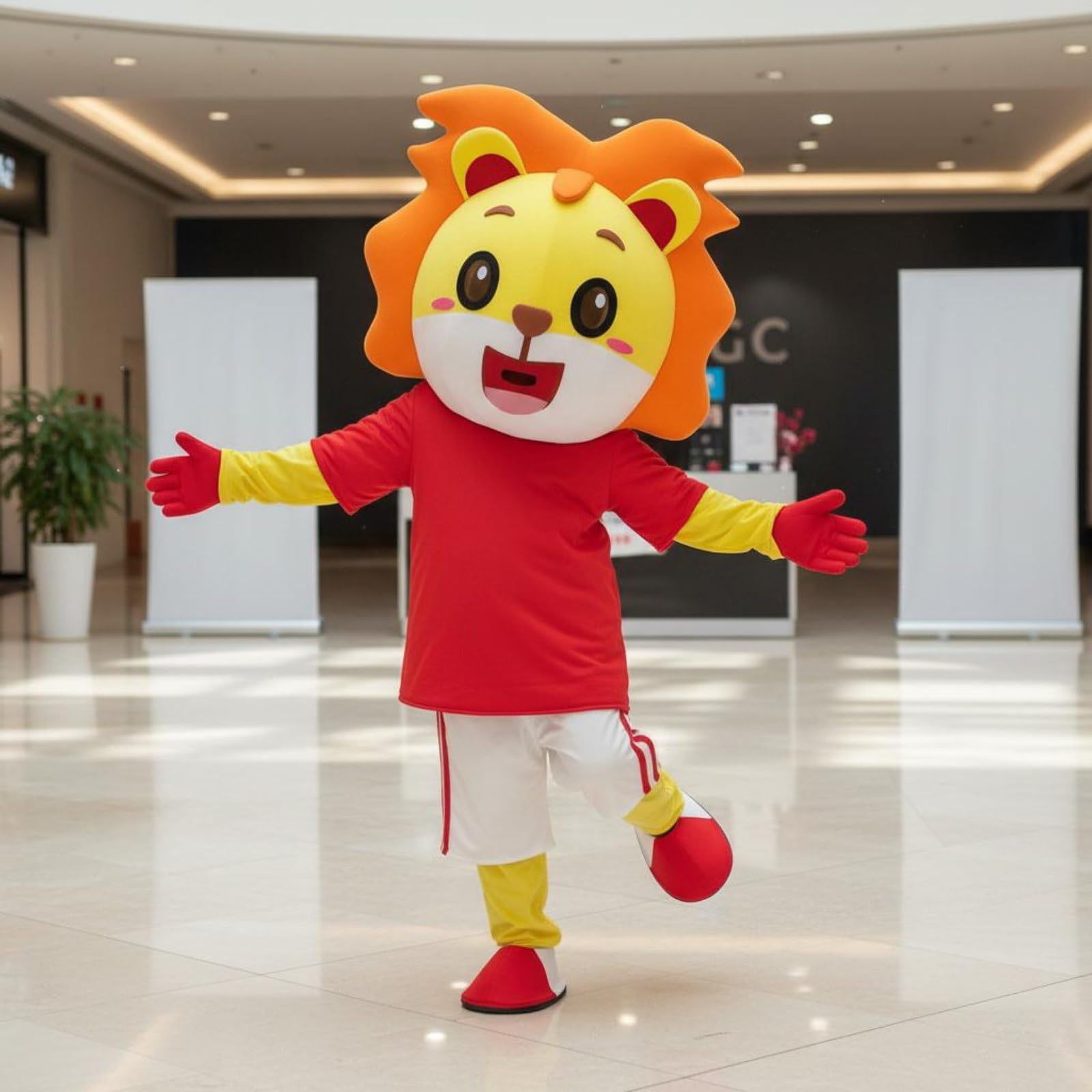 TISHITA Costume Lion Mascotte Déguisement Combinaison Tenue avec Tête Style Amical Ensemble Complet Convient aux Anniversaires Enfants Kermesses Fêtes Locales, 175-185cm, Lion B