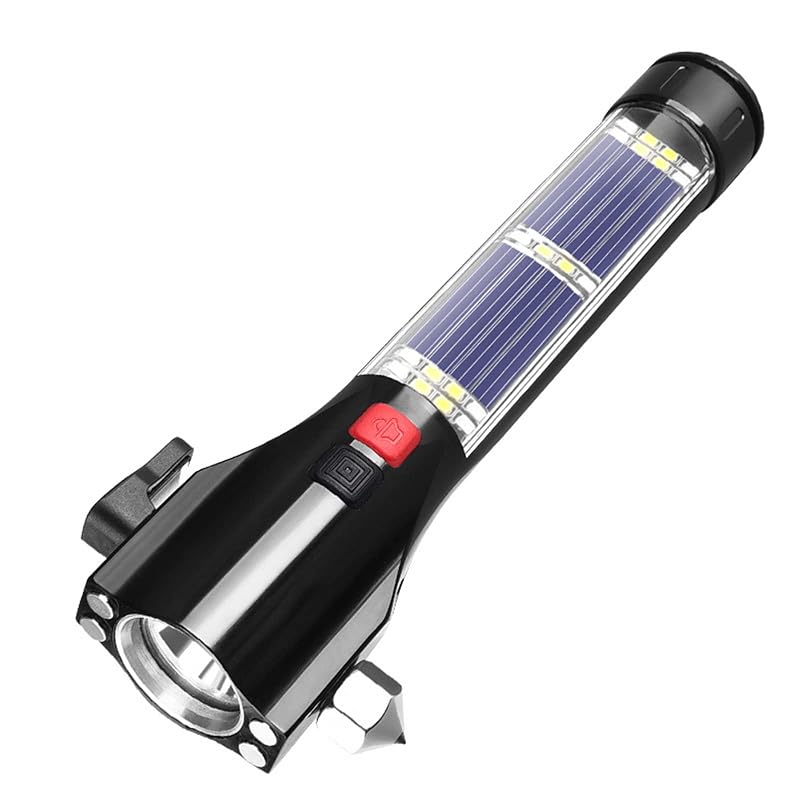 MOTORBUDDY Martelo de Emergência Automotiva  tudo em um com Quebrador de Vidro, Cortador de Cinto, Lanterna LED, Alarme SOS e Power Bank