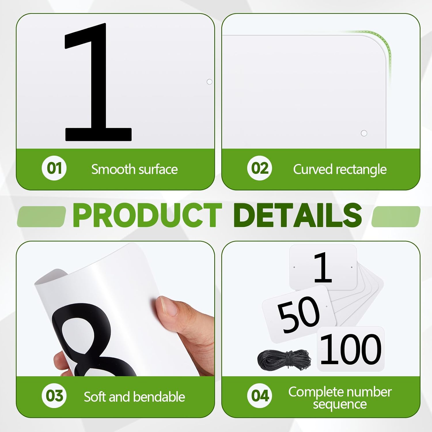 AceOrbit 100 Set PP Rectangular Equestrian Numbers 6.5 x 4.3 Running Bibs Race Tryout Numbers Holder for Sports Horse Show Supplies Accessories for Dressage Showing Races Events (1-100)