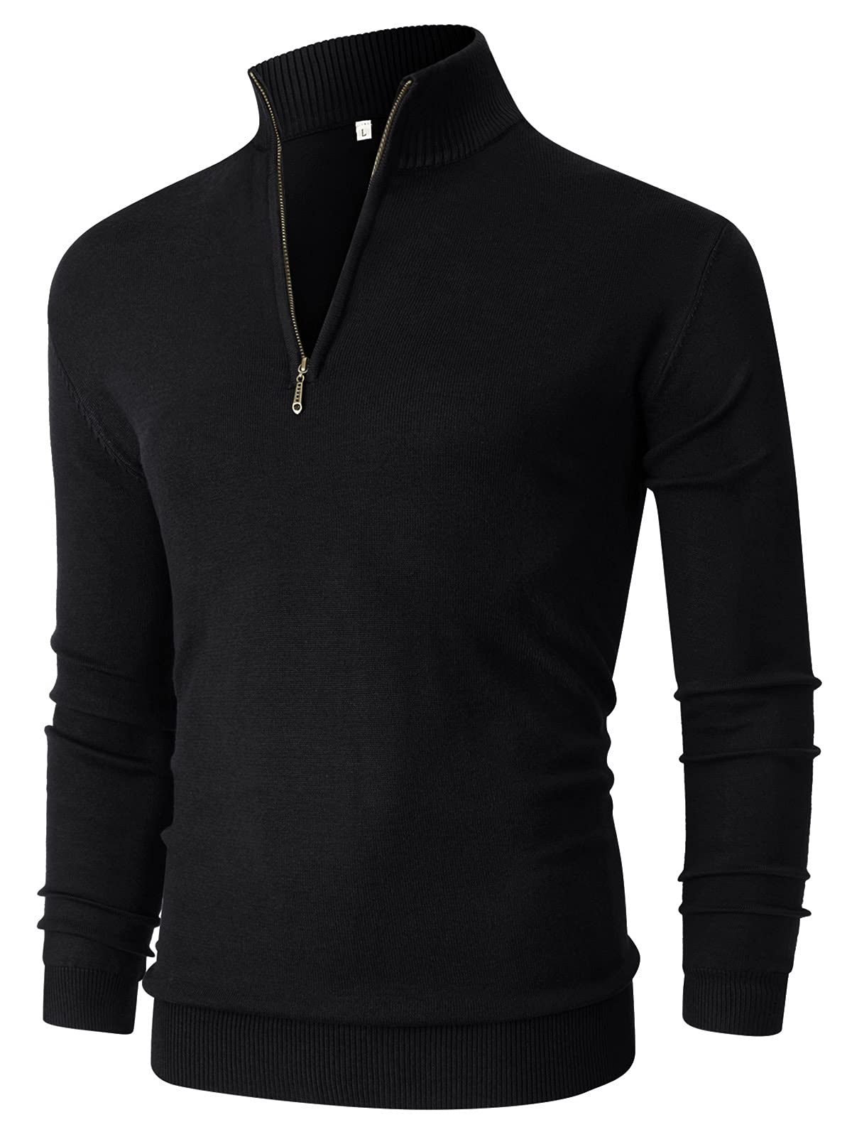 Mens Slim Fit Quarter Zip Mock Neck Polo Sweater Casual Long Sleeve Sweater and Turtleneck Pullover