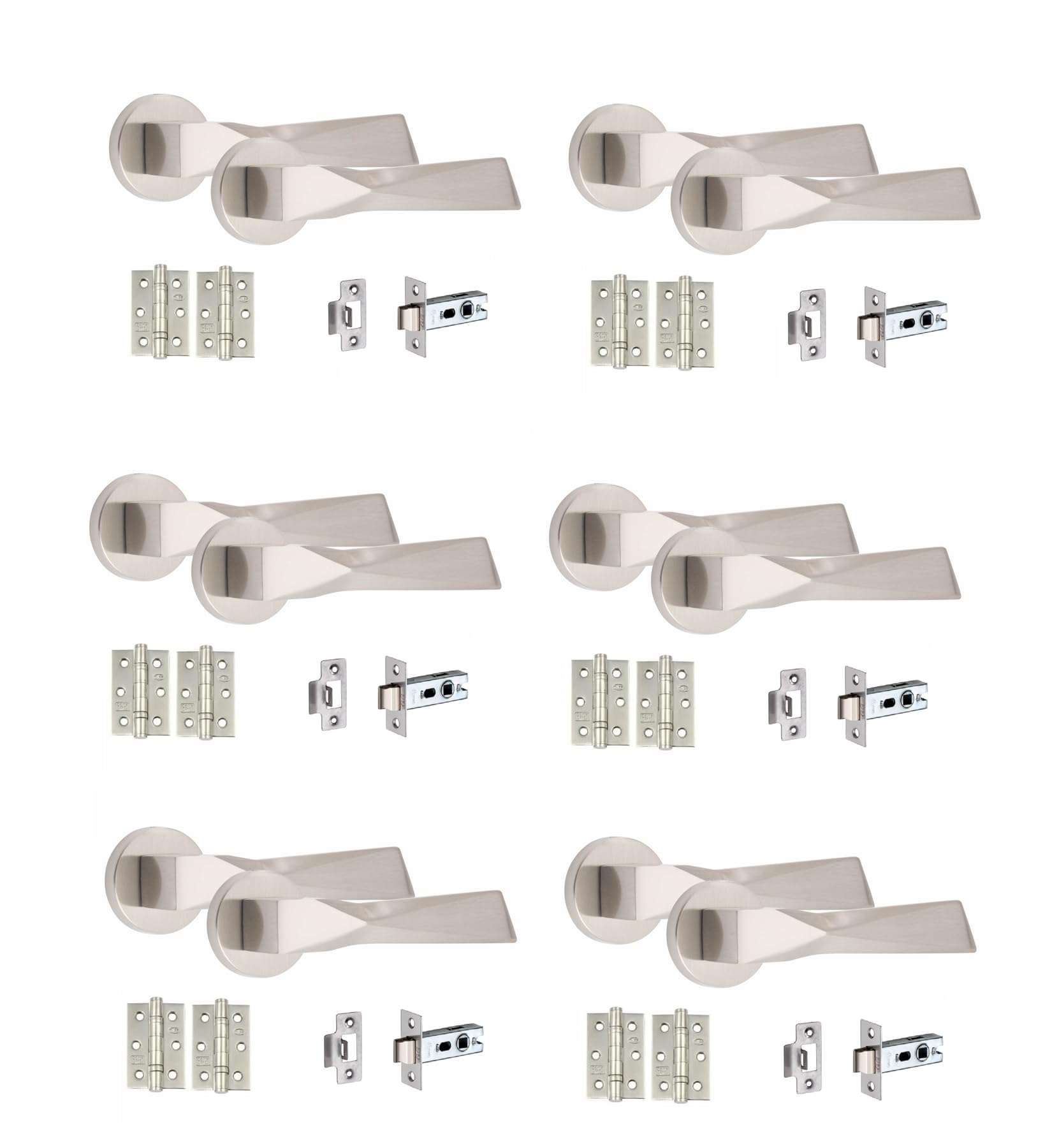 Golden Grace Satin Nickel Modern Aura Handle Set 6 Pack