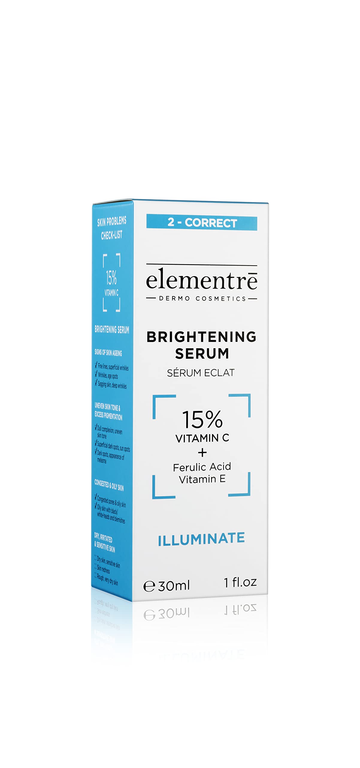 Elementre Brightening Serum 15% Vitamin C | Serum für strahlende, ebenmäßige Haut | reduziert Pigmentflecken & sorgt für Glow – 30 ml