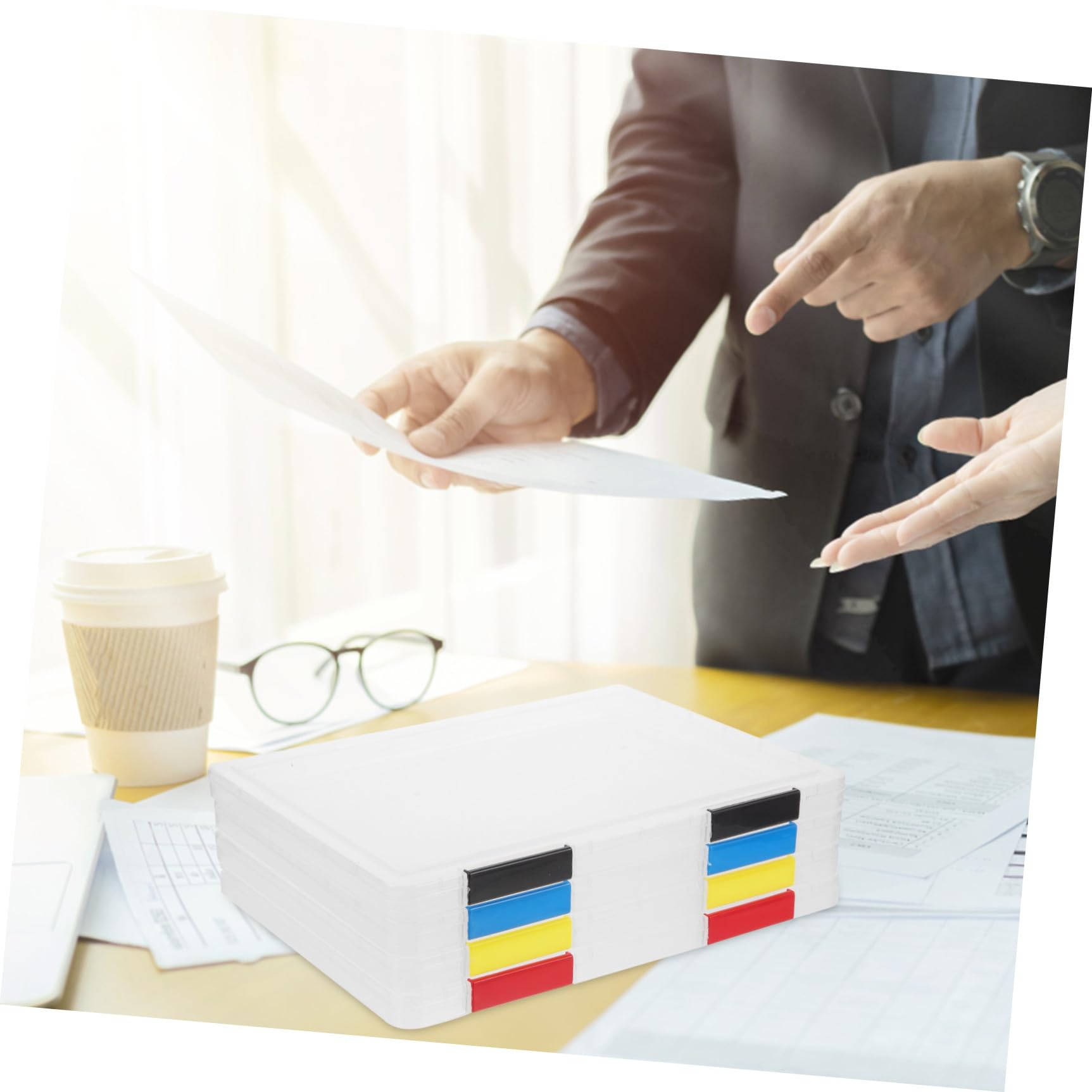 Caja de Archivos Transparente de Plástico A4 4 Piezas para Escritorio