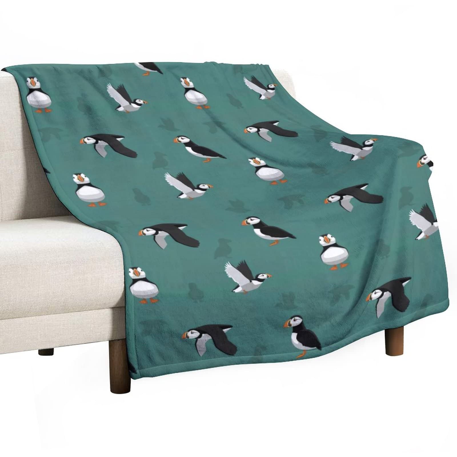 GIGEN Puffin Seabird Blanket Cozy Soft Fluffy Outdoor Indoor Anti-Pilling Flannel Fleece Throw Blankets