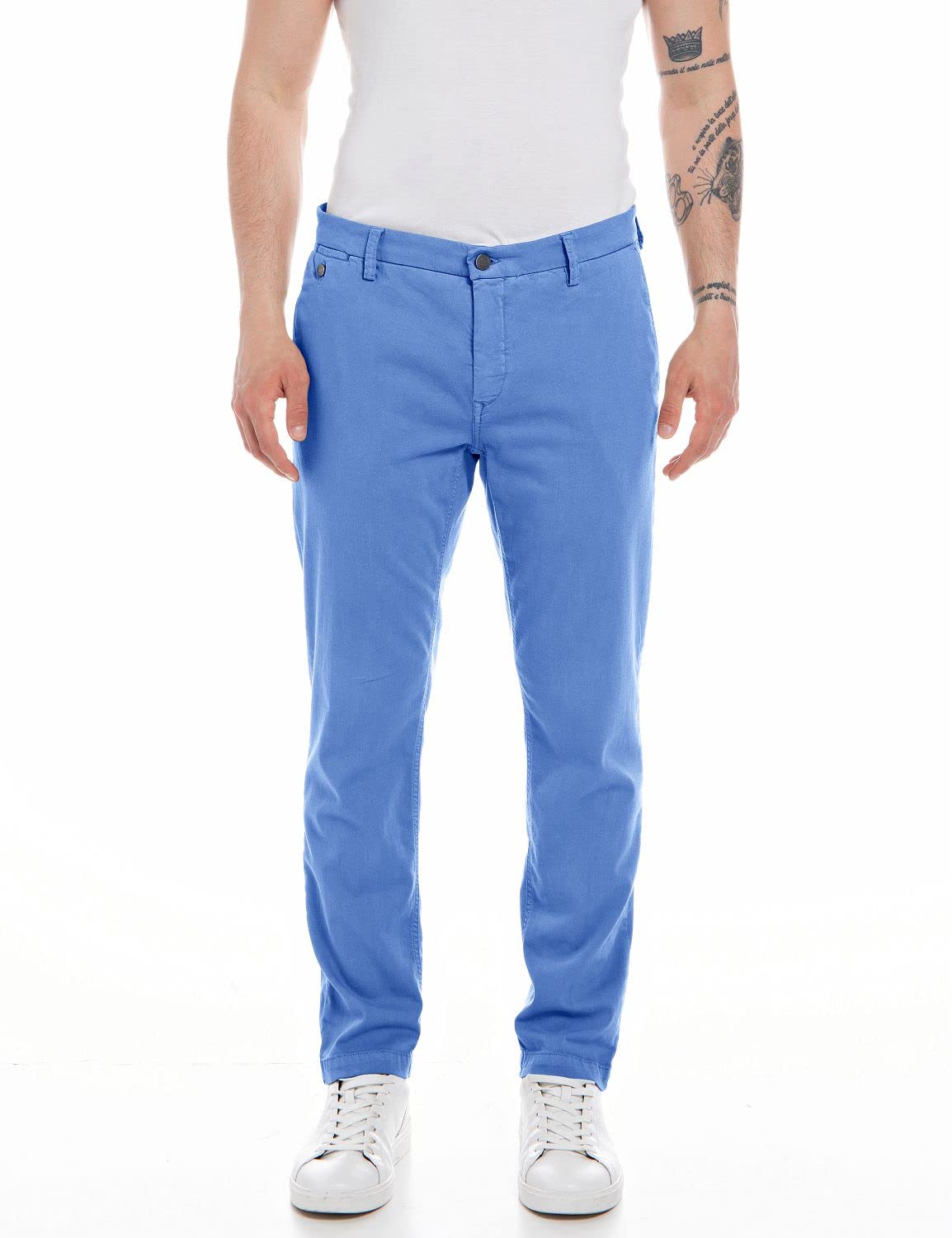 Replay Men's Chino Benni Regular-Fit with Stretch, Iris 887 (Blue), 29W / 32L