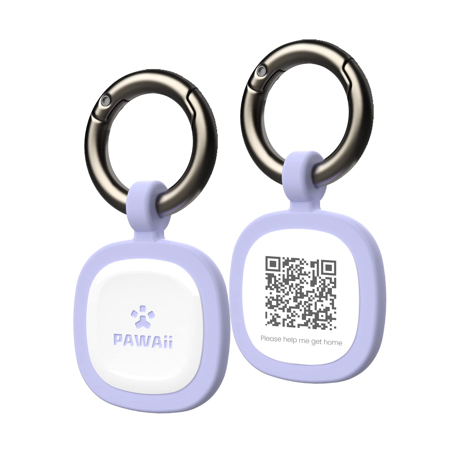 Pawaii QR Code Pet ID Tag, Dog Tag with QR Code, Silent Silicone Dog ID Tag, Modifiable Pet Online Profile, Free Online Pet Page Emergency Contact, Purple