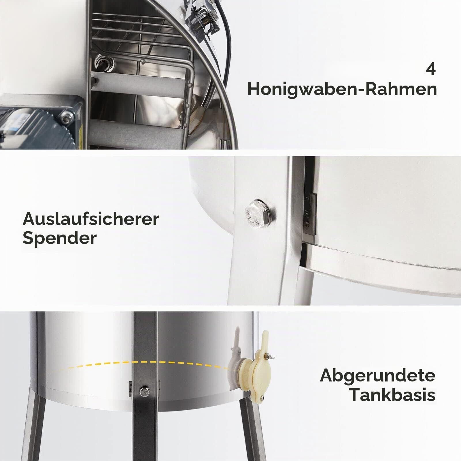 Elektrische Honigschleuder Honig Extraktor aus Edelstahl Elektrischer Tangentialschleuder Elektrischer Honigsammler 220V 120W Honig Auszieher Imker für Bienenzucht Bee Einklang mit Cover