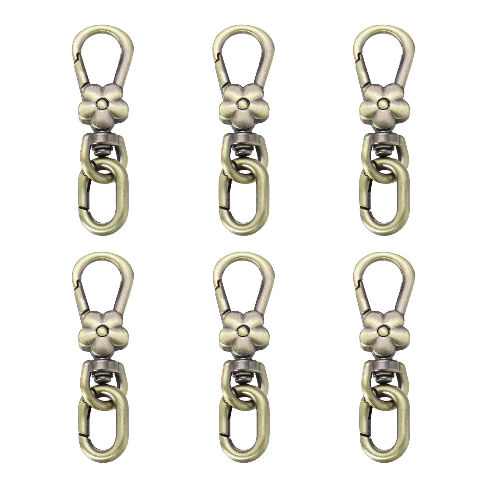 sourcing map 6 Pcs Metal Keychain Clip Swivel Lobster Claw Clasp Quick Release Oval Key Ring Detachable Double Opening Snap Hooks for Jewelry Making Crafts Backpack Bag Lanyard, Bronze