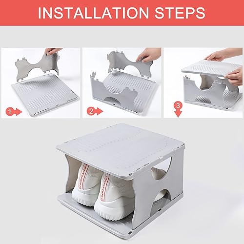 Miniatura 18 de Zapatero de 6 niveles, organizador apilable de almacenamiento de zapatos para entrada de dormitorio, zapatero ajustable, estante organizador