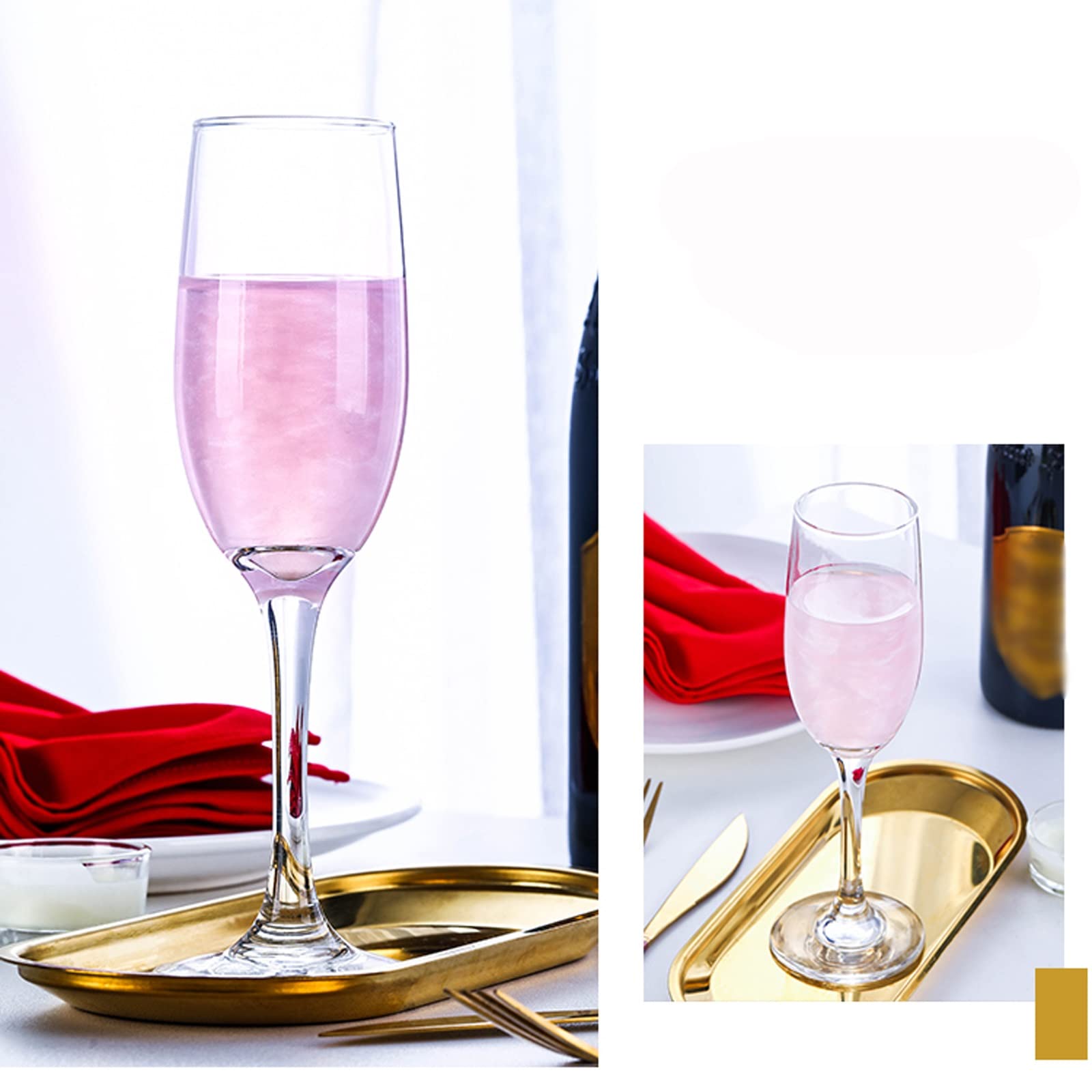 Verres à Champagne Maison Paire de Verres à Champagne Verres à Vin en Verre de Cristal Flûte à Champagne soufflée à la Main Cadeau pour Mariage, Anniversaire, Noël Flûtes à Champagne (Taille : S) ( M)