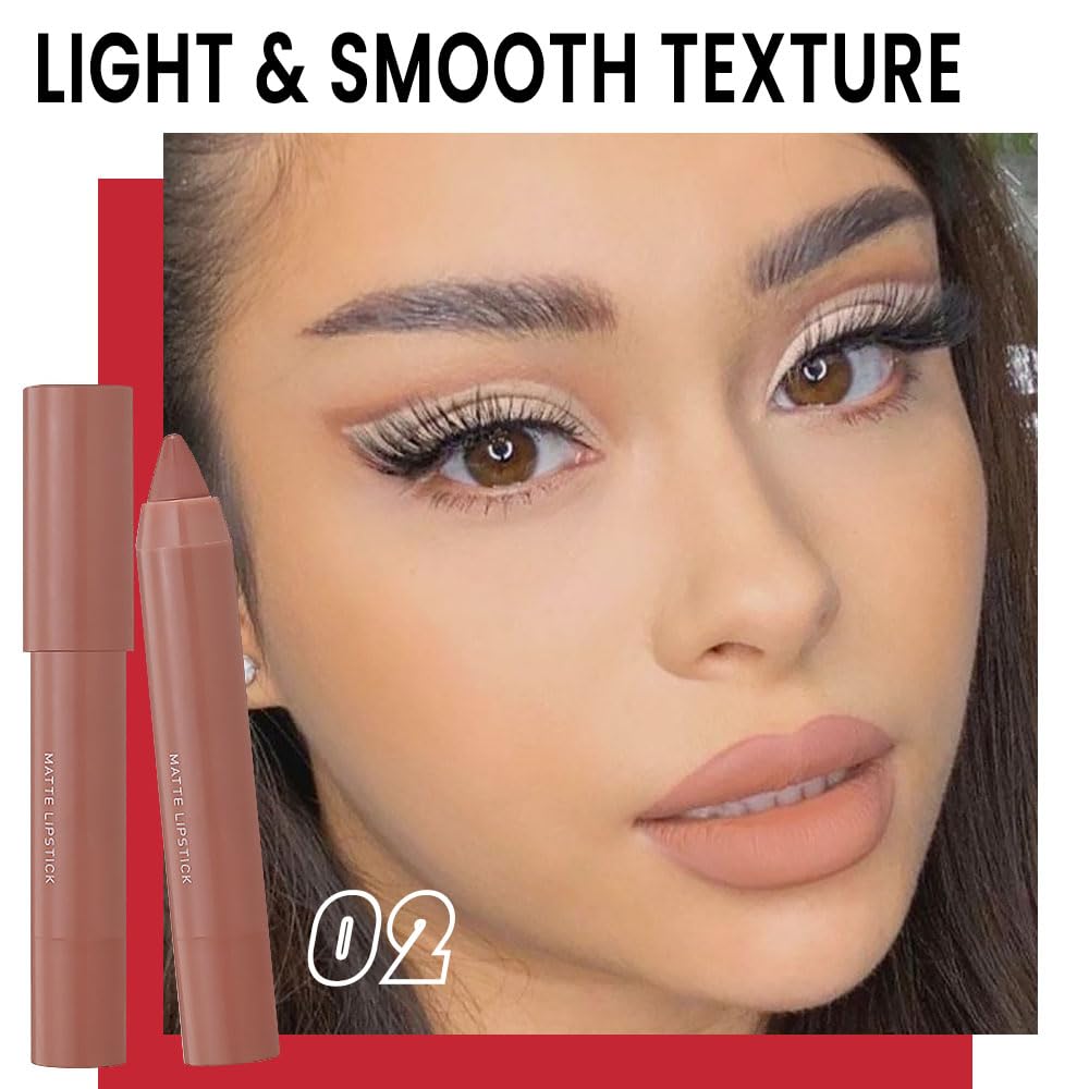 BINGBRUSH Crayon Matte Longwear Lipstick Pack Set,Moisture Smooth Color Stick Ultimate Lip Crayon for Makeup Collection - Waterproof Velvet Lipgloss (02#, 1 Count (Pack of 1)) 1 Count (Pack of 1) 02# image 2 of 7 B0CYKBNN3P