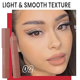 BINGBRUSH Crayon Matte Longwear Lipstick Pack Set,Moisture Smooth Color Stick Ultimate Lip Crayon for Makeup Collection - Waterproof Velvet Lipgloss (2pcs 02&06, 2 Count (Pack of 1))