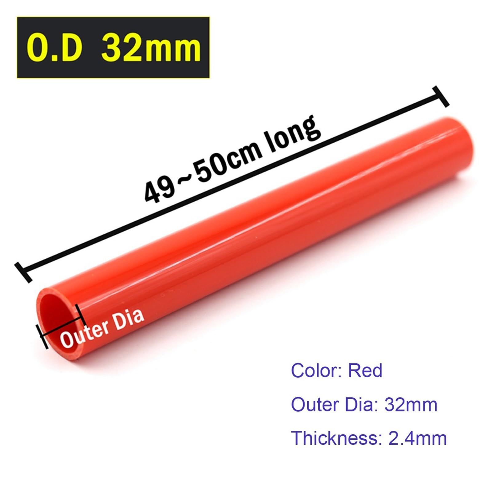 2 stücke Rohre 50 cm Rohr Rot PVC Rohr Wasser Versorgung Hause Bewässerung Aquarium PVC Rohr Aquarium Zubehör Rohr(Outer diameter 32mm)