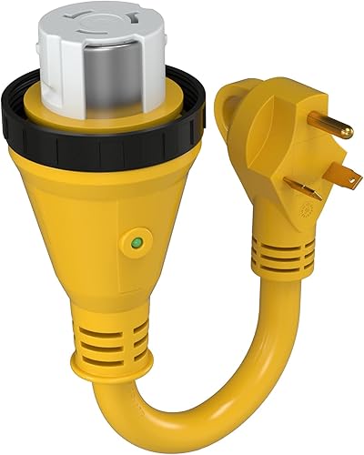 QNINE Cable adaptador RV de 30 amperios a 50 amperios con conector de bloqueo, NEMA TT-30P macho a NEMA SS2-50R hembra, adaptador de corriente