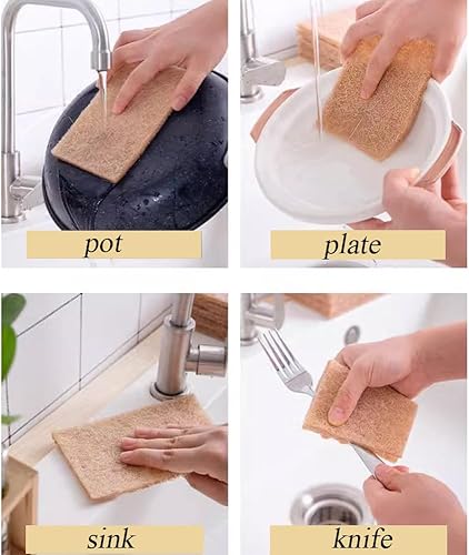 Miniatura 6 de Almohadillas naturales para fregar, paquete de 10 unidades - Estropajo de sisal antiarañazos, almohadillas de limpieza de sisal, de fibra de coco de