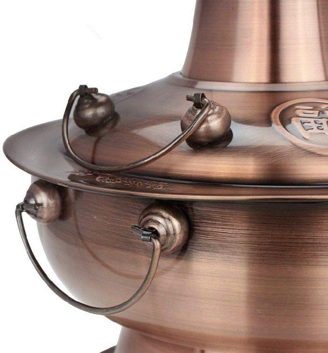 miedziany garnek do fondue, Chiński Tranditional Hotpot, Gorący Kociołek Mongolski Kocioł, Czysta Miedź Vintage Shabu Parowiec Miedziany Węgiel drzewny