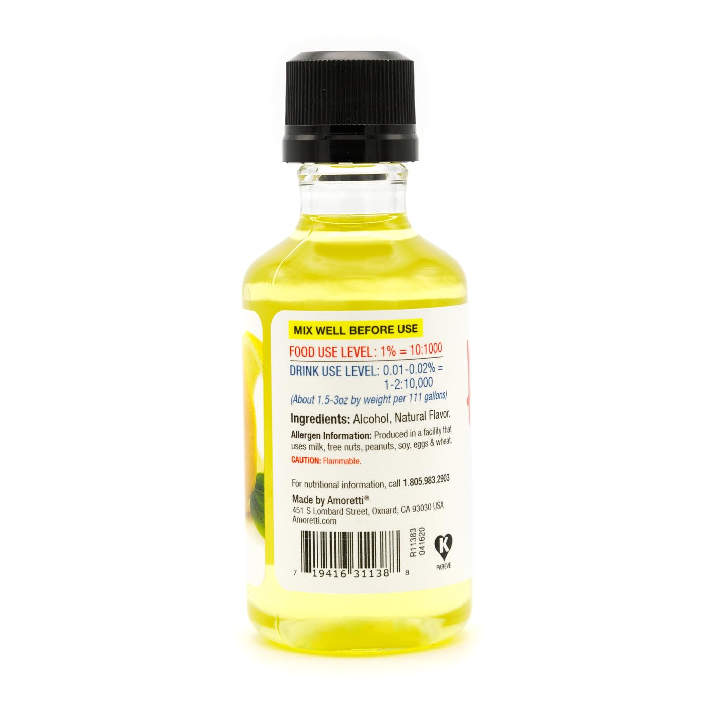 Amoretti - Lemon Zest Oil Extract Water Soluble 2 oz - Highly Concentrated & Perfect For Pastry, Savory, Brewing, and more, Preservative Free, Vegan, Kosher Pareve, Keto Friendly