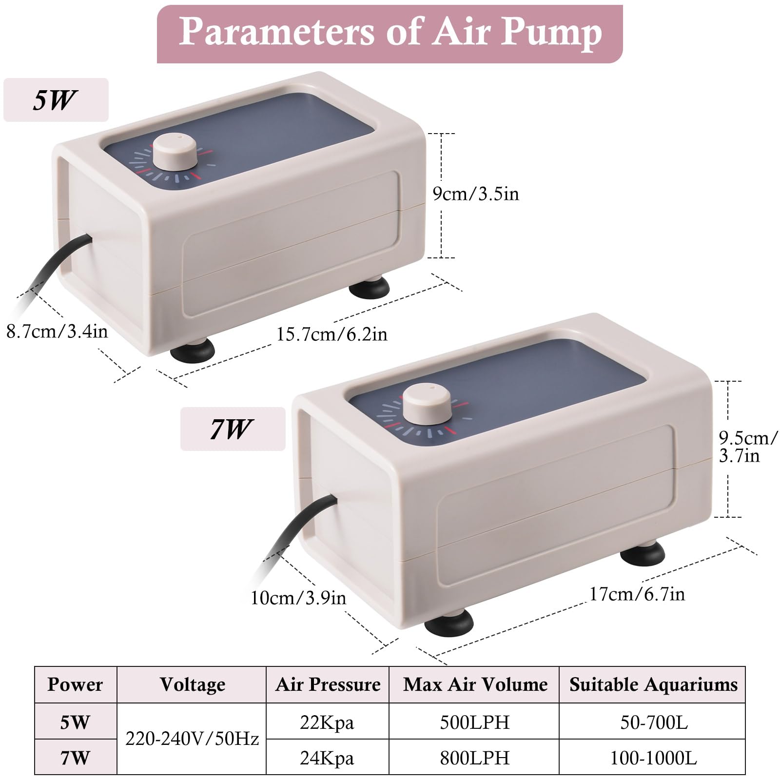 FEDOUR 5W/7W Large and Powerful Aquarium Air Pump - Image 2