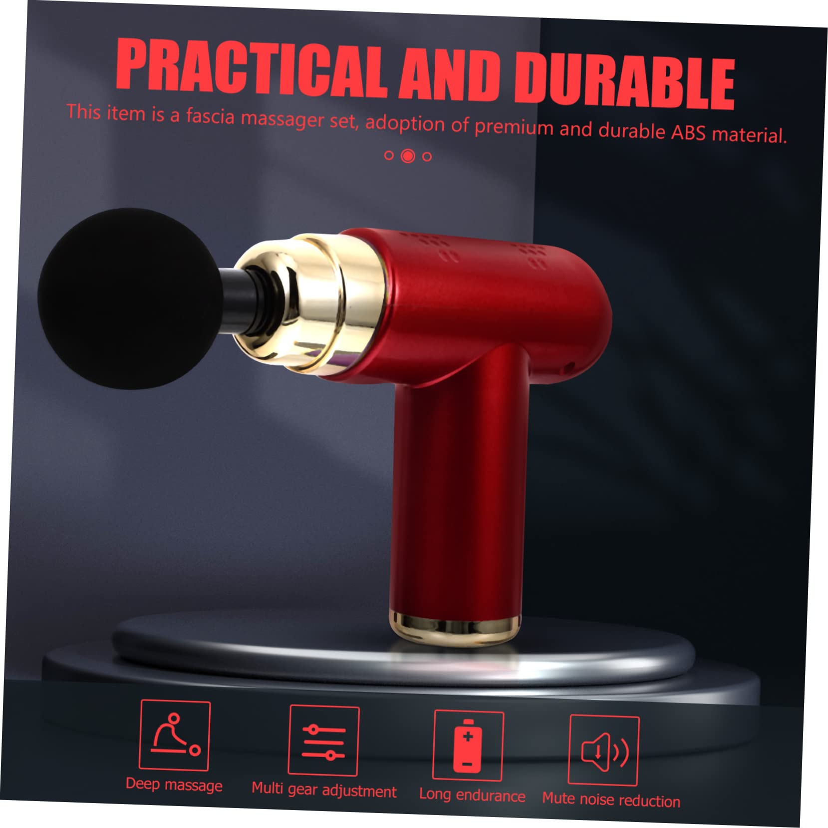 Mini Masajeador de Percusión Eléctrico Ajustable Rojo de 1 Set