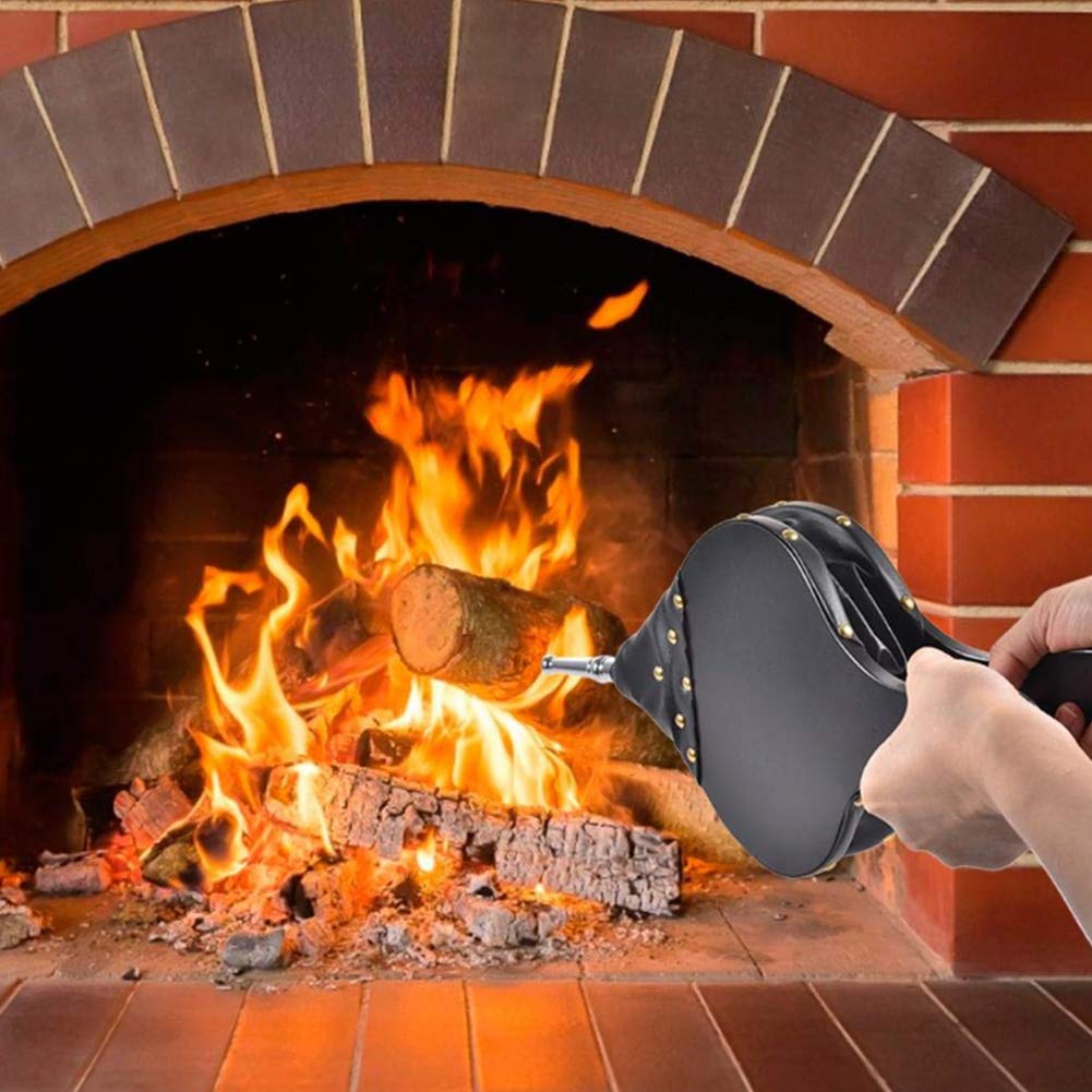 Soffietti da camino, Soffietto for camino, soffiatore d'aria in legno con cinghia for appendere, pompa a soffietto manuale for camino for barbecue da campeggio all'aperto