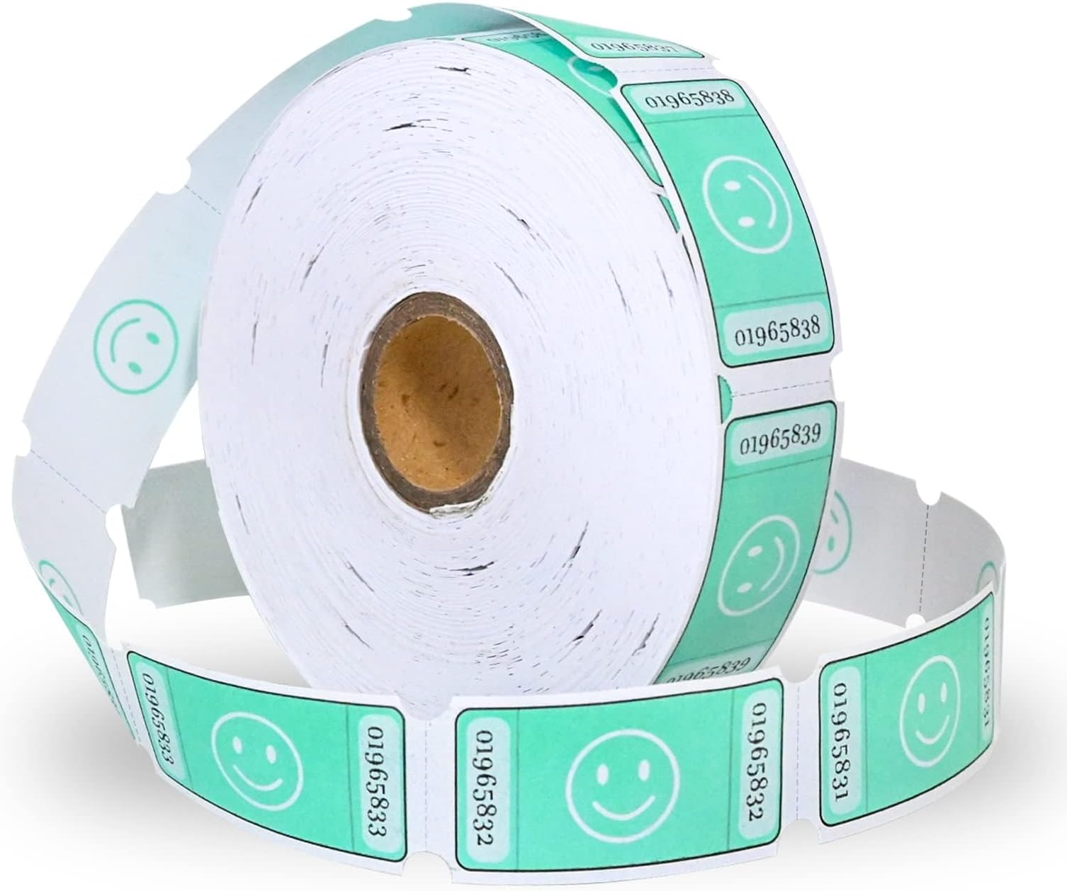 L LIKED 1000 Numbered Green Purple Smiley Raffle Tickets on a Single Roll - for Party Events, Carnivals, School & Classroom Supplies