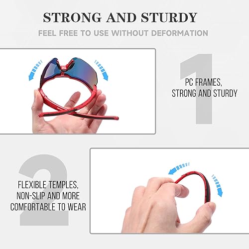 Miniatura 6 de Gafas de ciclismo para niños, gafas de sol deportivas para adultos y jóvenes, gafas de sol ultraligeras para correr, ciclismo, béisbol